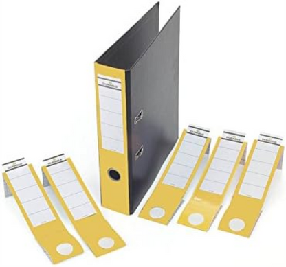 Durable Ordofix Self-Adhesive Spine Labels | Ideal for Lever Arch Files and Folders | Yellow | Pack of 10 | 60 mm Width