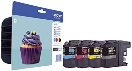 Brother LC-123BK/LC-123C/LC-123M/LC-123Y Inkjet Cartridges, Black/Cyan/Magenta/Yellow, Multi-Pack, Standard Yield, Includes 4 x Inkjet Cartridges, Brother Genuine Supplies