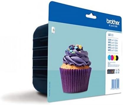 Brother LC-123BK/LC-123C/LC-123M/LC-123Y Inkjet Cartridges, Black/Cyan/Magenta/Yellow, Multi-Pack, Standard Yield, Includes 4 x Inkjet Cartridges, Brother Genuine Supplies