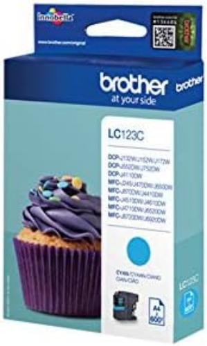 Brother LC-123C Inkjet Cartridge, Cyan, Single Pack, Standard Yield, Includes 1 x Inkjet Cartridge, Brother Genuine Supplies