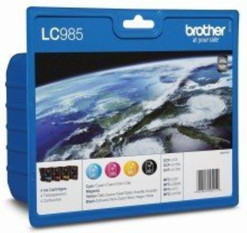 Brother LC985 Value Pack Original Tintenpatronen (für Brother DCP-125C, DCP-140W, DCP-315W, DCP-515W, MFC-J220, MFC-J265W, MFC-J410, MFC-J415W) CMYB 4 PACK Multi-pack