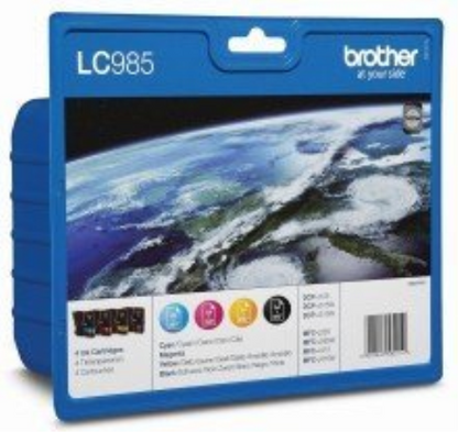 Brother LC985 Value Pack Original Tintenpatronen (für Brother DCP-125C, DCP-140W, DCP-315W, DCP-515W, MFC-J220, MFC-J265W, MFC-J410, MFC-J415W) CMYB 4 PACK Multi-pack