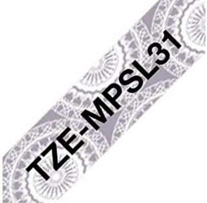 Brother Original P-touch Schriftband TZe-MPSL31 (12 mm breit, u.a. für Brother P-touch H100LB/R, H105, H200, E100/VP, D200/BW/VP, D210/VP, 4 m lang, laminiert) schwarz auf silbernen Spitzen
