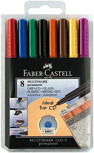 Faber-Castell Multimark Permanent F 151304 Assorted Marker Pens Pack of 4
