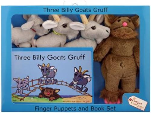 The Puppet Company - Traditional Story Sets - Three Billy Goats Gruff & Troll Finger Puppet Set