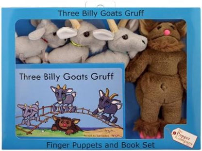 The Puppet Company - Traditional Story Sets - Three Billy Goats Gruff & Troll Finger Puppet Set