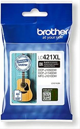 BROTHER, LC-421XLBK Inkjet Cartridge, Black, Single Pack, High Yield Includes 1 x Inkjet Cartridge, Brother Genuine Supplies