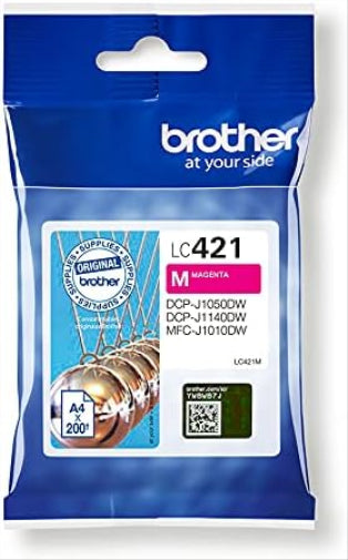 Brother LC-421M Inkjet Cartridge, Magenta, Single Pack, includes 1 x Inkjet Cartridge, Brother Genuine Supplies