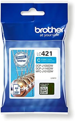 Brother LC - 421C Inkjet Cartridge, Cyan, Single Pack, includes 1 x Inkjet Cartridge, Brother Genuine Supplies