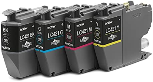 BROTHER, LC-421BK/LC-421C/LC-421M/LC-421Y Inkjet Cartridges, Black/Cyan/Magenta/Yellow, Multi-Pack, Includes 4 x Inkjet Cartridges, Brother Genuine Supplies