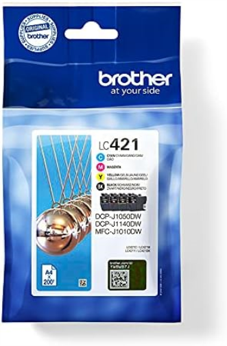 BROTHER, LC-421BK/LC-421C/LC-421M/LC-421Y Inkjet Cartridges, Black/Cyan/Magenta/Yellow, Multi-Pack, Includes 4 x Inkjet Cartridges, Brother Genuine Supplies