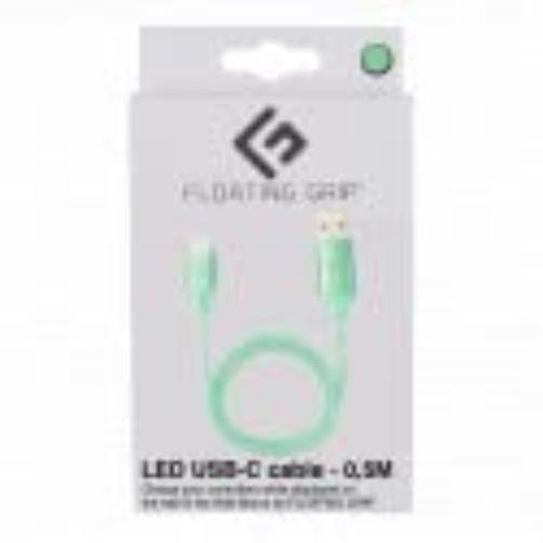 FLOATING GRIP High Speed USB-C RGB Charging and Data Transmission Cable 0,5M / 1 feet - (Green) 0.5M Green