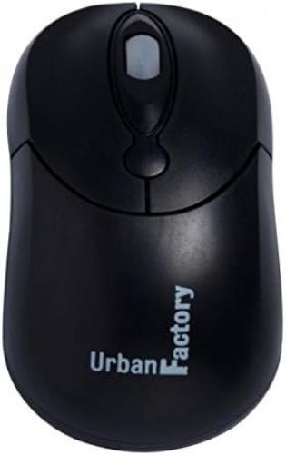 Urban Factory Big Crazy Mouse - Ratón (Ambidextro, Óptico, USB, 800 dpi, Negro