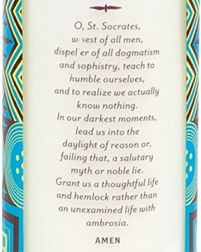 Socrates Secular Saint Candle - 8.5 Inch Glass Prayer Votive - [Dutch Import]