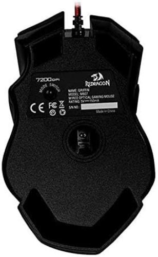 Redragon M607 GRIFFIN Gaming Mouse, Pixart PMW3212 7200 DPI Optical Sensor, RGB Customizable Lighting, 7 Programmable Buttons, Integrated Memory, Switches 10 Million Clicks
