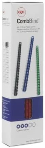 GBC CombBind Binding Combs, 8 mm, 45 Sheet Capacity, A4, 21 Ring, Red, Pack of 100, 4028214
