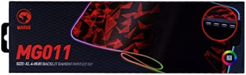 MARVO MG011 Gaming Mouse Pad with 4-port USB Hub and 11 RGB Effects, XL 800x300x4mm, USB Connection, Soft Microfiber Surface for speed and control with Non-Slip Rubber Base and Stitched Edges, Black