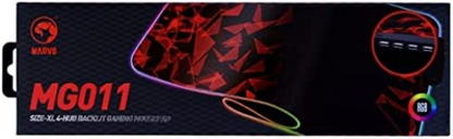 MARVO MG011 Gaming Mouse Pad with 4-port USB Hub and 11 RGB Effects, XL 800x300x4mm, USB Connection, Soft Microfiber Surface for speed and control with Non-Slip Rubber Base and Stitched Edges, Black