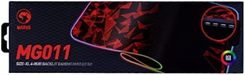 MARVO MG011 Gaming Mouse Pad with 4-port USB Hub and 11 RGB Effects, XL 800x300x4mm, USB Connection, Soft Microfiber Surface for speed and control with Non-Slip Rubber Base and Stitched Edges, Black
