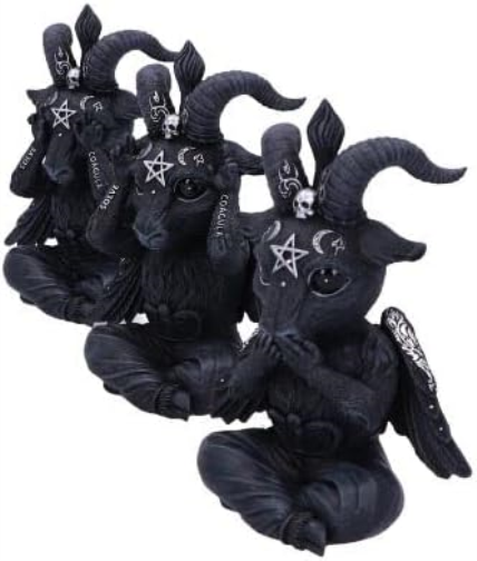 Nemesis Now Cult Cuties Three Wise Baphoboo 13.4cm, Resin, Black, Three Wise Baphoboo Figures, Baby Baphomet Figurines, Baphomet Collectibles, Cast in the Finest Resin, Expertly Hand-Painted