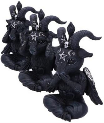 Nemesis Now Cult Cuties Three Wise Baphoboo 13.4cm, Resin, Black, Three Wise Baphoboo Figures, Baby Baphomet Figurines, Baphomet Collectibles, Cast in the Finest Resin, Expertly Hand-Painted