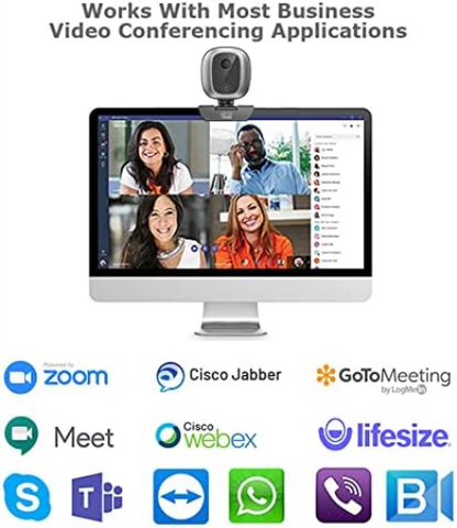 CyberTrack M1 HD Fixed Focus USB Webcam with AI Motion/Facial Tracking, 1920 Pixels x 1080 Pixels, 2.1 Mpixels, Black/Silver