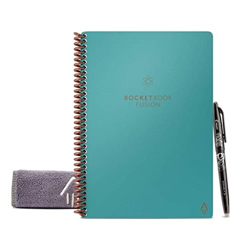 Bic - Rocketbook Fusion Executive A5 Reusable Smart Notebook 42 Multi-Format Style Pages Teal 505469