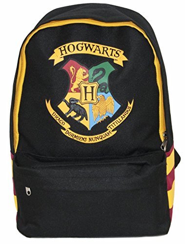 Harry Potter Hogwarts Black Polyester Backpack with Striped Shoulder Straps /Homeware