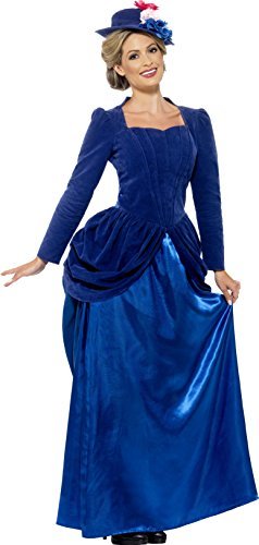 Smiffys Deluxe Victorian Vixen Costume, Blue (Size S) - Deluxe Victorian Vixen Costume, Blue, with Top, Skirt & Hat