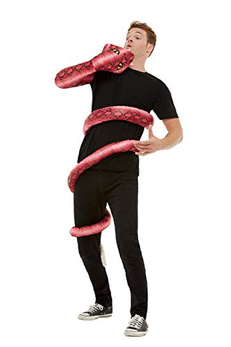 Smiffys Anaconda Serpent Costume, Red (Size M) - `Anaconda Serpent Costume, Red, with Body Wrap-Around & Snake Head Hand Puppet -  (Size: M)`