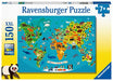Dieren Wereldkaart (150 XL Stukjes) Puzzle