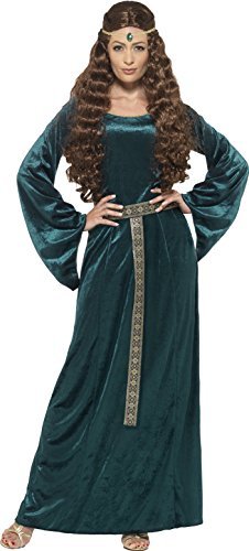 Smiffys Medieval Maid Costume, Green (Size S) - `Medieval Maid Costume, Green, with Dress & Headband -  (Size: S)`