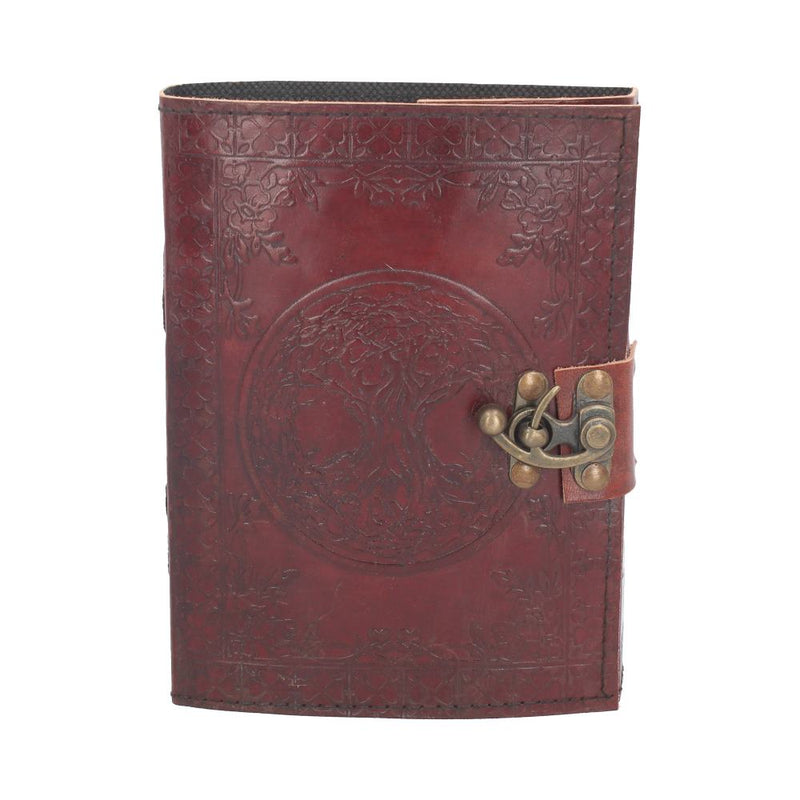 Lockable Tree Of Life Red Leather Journal 15 X 21Cm Diary