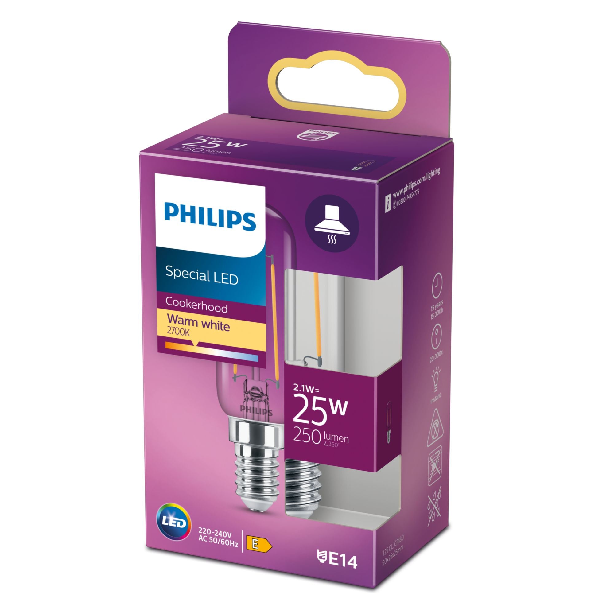 Led Tubolare Cappe  25W E14 2700K