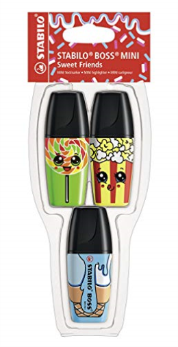 Stabilo Boss Mini Sweet Friends Astuccio 3 Pz (Giallo, Verde, Blu