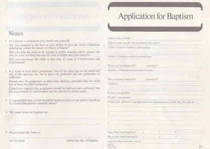 Baptism Application Form B1 1=PK50