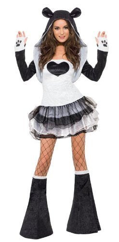 Smiffys Fever Panda Costume, Tutu Dress, Black & White (Size S) - Fever Panda Costume, Black & White, Tutu Dress, with Detachable Clear Straps, Jacket & Bootcovers