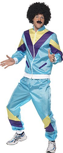 Smiffys 80s Height of Fashion Shell Suit Costume, Blue (Size XL) - `80s Height of Fashion Shell Suit Costume, Blue, with Jacket & Trousers -  (Size: XL)`