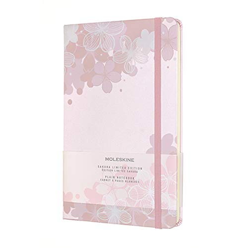 Moleskine Limited Edition Notebook Sakura, Large, Plain, Light Pink (5 X 8.25)