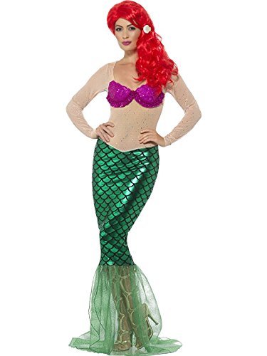 Smiffys Deluxe Sexy Mermaid Costume, Green (Size M) - `Deluxe Sexy Mermaid Costume, Green, with Sequin Full Length Dress & Hair Clip -  (Size: M)`