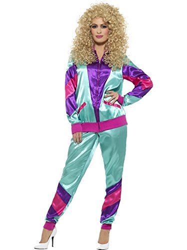 Smiffys 80s Height of Fashion Shell Suit Costume, Female,  (Size M) - `80s Height of Fashion Shell Suit Costume, Female, Teal & Purple, with Jacket & Trousers -  (Size: M)`