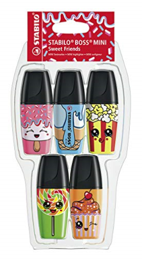 Stabilo Boss Mini Sweet Friends Astuccio 5 Pz (Rosa, Blu, Giallo, Verde, Arancio