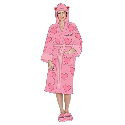 DC Comics Harley Quinn Birds of Prey Ladies Hooded Dressing Gown Robe Pink