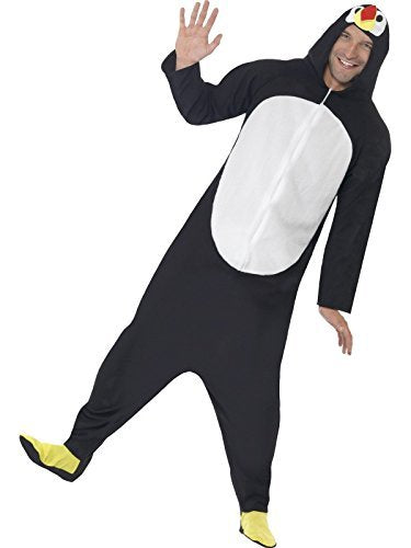 `Penguin Costume, Black, with Hooded All in One -  (Size: L)` Men's Costumes