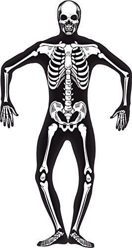 Smiffys Skeleton Second Skin Costume, Black (Size M) - `Skeleton Second Skin Costume, Black, with Concealed Fly & Under Chin Opening, GID -  (Size: M)`