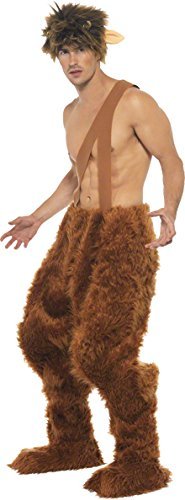Smiffys Pan Costume, Brown (Size M) - `Pan Costume, Brown, Trousers, Shoe Covers & Wig -  (Size: M)`