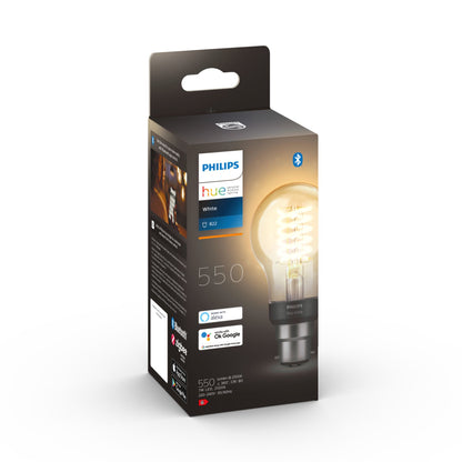 Philips Hue White - Led Filament Light Bulb - Shape: A60 - B22 - 7 W (Equivalent 40 W) - Class G - Warm White Light - 21
