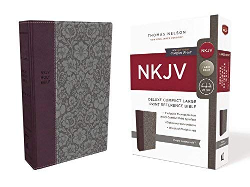 NKJV, Deluxe Reference Bible, Compact Large Print, Leathersoft, Purple, Red Letter, Comfort Print