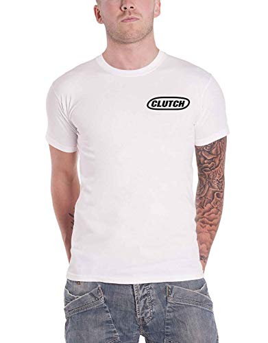 CLUTCH - CLASSIC LOGO (BLACK/WHITE) WHITE T-Shirt Large - CLASSIC LOGO (BLACK/WHITE)