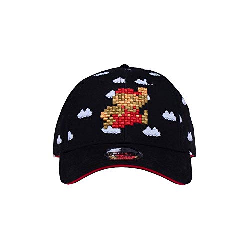Nintendo Super Mario Bros. 8-Bit Clouds Snapback Baseball Cap, Black/Red (Ba761746Ntn)